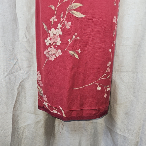 Jones New York red tan pink floral silk linen sheath dress Womens 14 - Picture 6 of 8